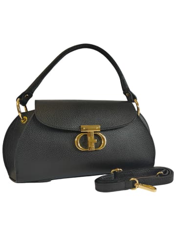 ORE10 Leren handtas "Nadis" zwart - (B)34 x (H)17 x (D)12 cm