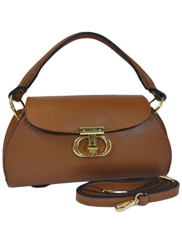 ORE10 Leren handtas "Nadis" lichtbruin - (B)34 x (H)17 x (D)12 cm