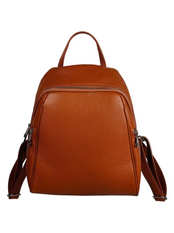 Florence Bags Skórzany plecak "Lacona" w kolorze jasnobrązowym - 34 x 28 x 16 cm