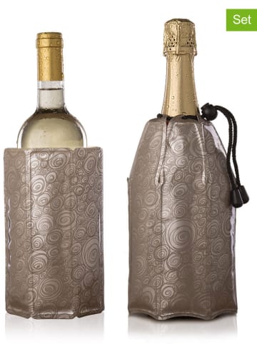 Vacu Vin 2-delige set: champagne- & wijnkoeler beige