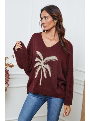 So Cachemire Pullover "Adandine" in Bordeaux/ Beige
