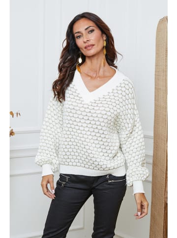 So Cachemire Pullover "Azul" in Weiß/ Beige