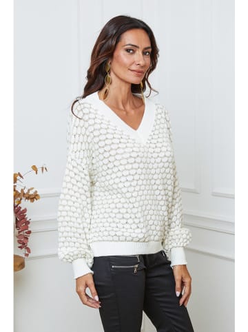 So Cachemire Trui "Azul" wit/beige