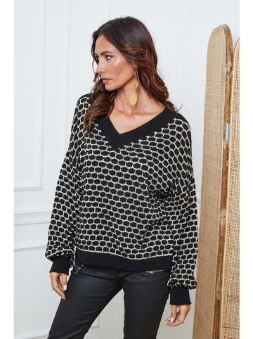 So Cachemire Pullover "Azul" in Schwarz/ Beige