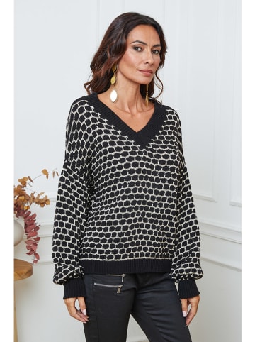 So Cachemire Pullover "Azul" in Schwarz/ Beige