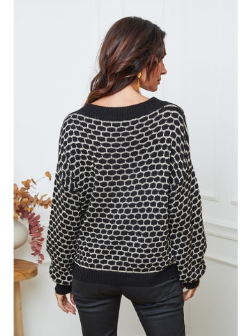 So Cachemire Pullover "Azul" in Schwarz/ Beige