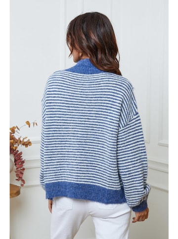 So Cachemire Trui "Calinia" blauw/wit