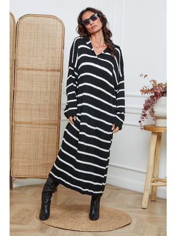 So Cachemire Strickkleid "Dowell" in Schwarz/ Weiß