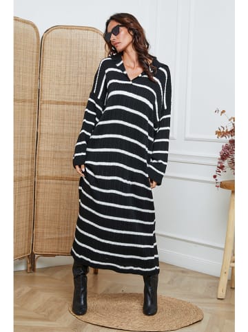 So Cachemire Strickkleid "Dowell" in Schwarz/ Weiß