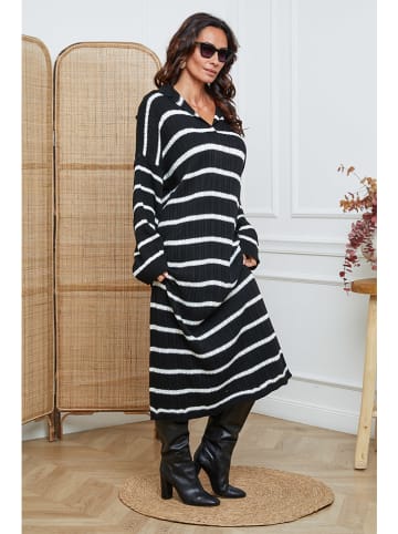 So Cachemire Strickkleid "Dowell" in Schwarz/ Weiß