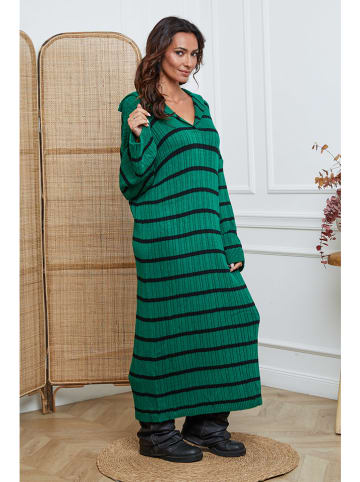 So Cachemire Strickkleid "Dowell" in Grün/ Schwarz