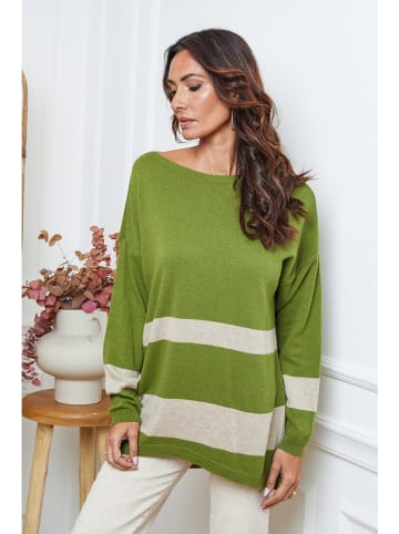 So Cachemire Trui "Ellev" groen/beige