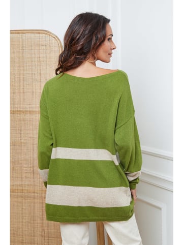So Cachemire Trui "Ellev" groen/beige