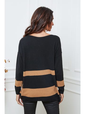 So Cachemire Pullover "Ellev" in Schwarz/ Hellbraun