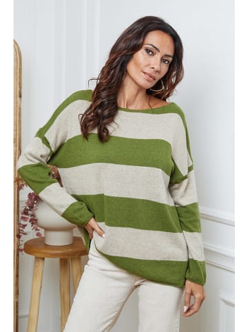 So Cachemire Trui "Epi" beige/groen