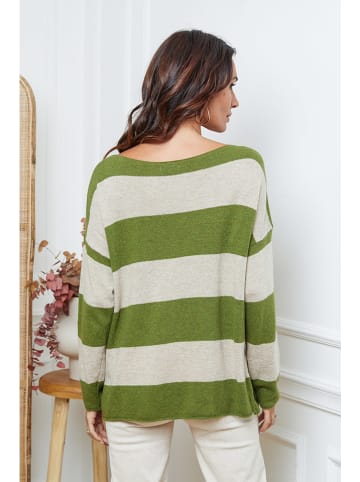 So Cachemire Trui "Epi" beige/groen