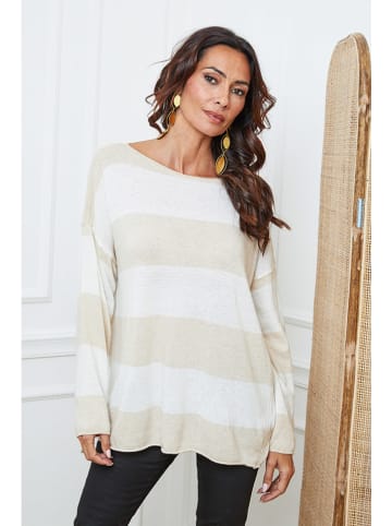 So Cachemire Pullover "Epi" in Weiß/ Beige