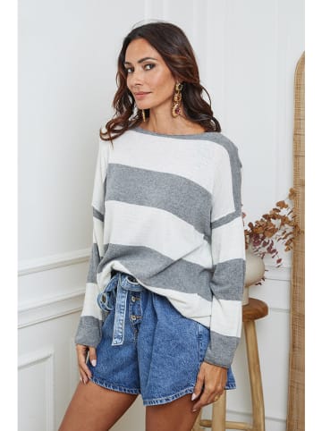 So Cachemire Trui "Epi" wit/grijs