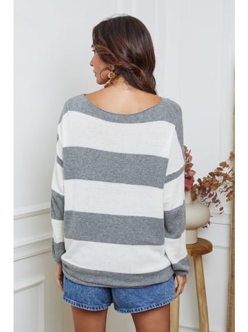 So Cachemire Sweter "Epi" w kolorze biało-szarym