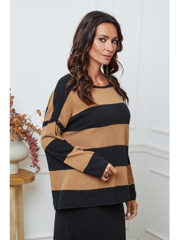 So Cachemire Trui "Epi" zwart/lichtbruin