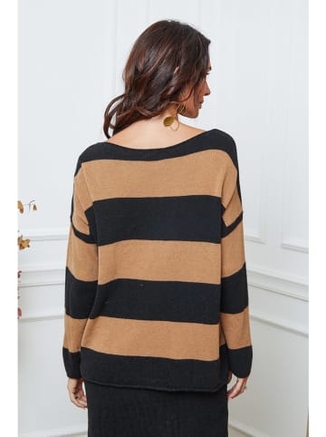 So Cachemire Trui "Epi" zwart/lichtbruin