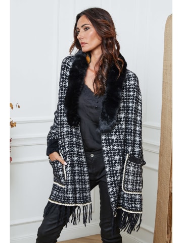 So Cachemire Cardigan "Escape" in Schwarz/ Weiß