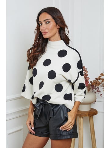 So Cachemire Pullover "Fuzia" in Creme/ Schwarz