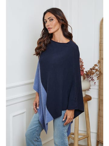 So Cachemire Poncho "Kordeva" donkerblauw/blauw