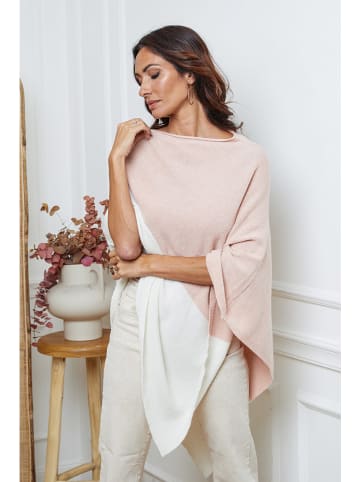 So Cachemire Poncho "Kordeva" in Rosa/ Weiß