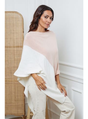 So Cachemire Poncho "Kordeva" lichtroze/wit