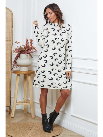 So Cachemire Gebreide jurk "Muggio" beige/zwart