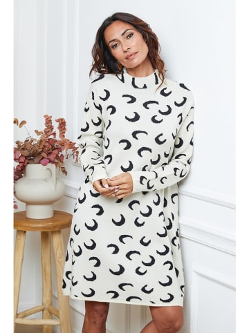 So Cachemire Strickkleid "Muggio" in Beige/ Schwarz