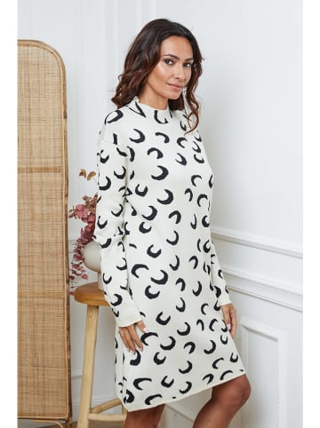 So Cachemire Strickkleid "Muggio" in Beige/ Schwarz