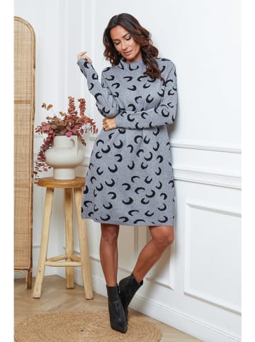 So Cachemire Gebreide jurk "Muggio" grijs/zwart