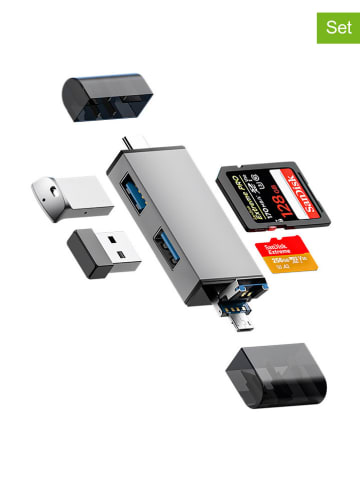 SmartCase 7tlg. Set: OTG-Kartenleser in Silber/ Schwarz