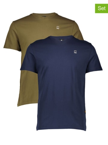 G-Star Koszulki (2 szt.) w kolorze oliwkowo-granatowym