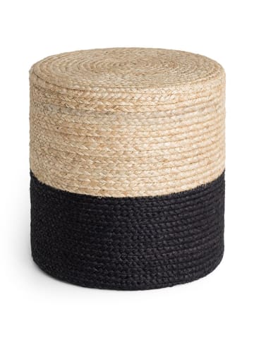 Hanse Home Poef "Jutta" beige/zwart - (H)40 x Ø 40 cm