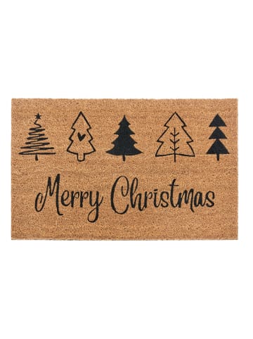 Hanse Home Kokos-deurmat "Christmas Trees" lichtbruin/zwart