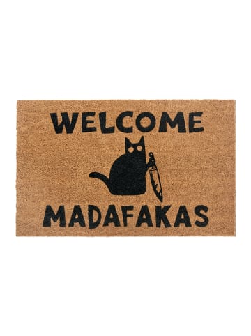 Hanse Home Kokos-Fußmatte "Welcome Madafakas" in Natur/ Schwarz