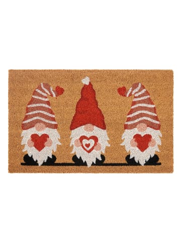 Hanse Home Kokos-deurmat ''Gnome Heart'' lichtbruin/rood/wit