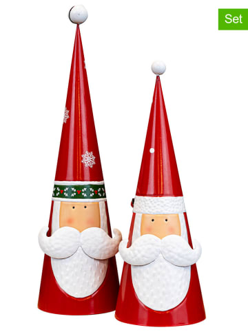 Profiline 2-delige set: decofiguren "Santa" rood/wit