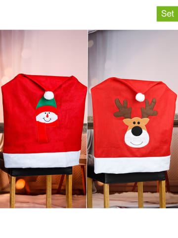 Hollybell 6-delige set: kerststoelhoezen rood - (L)65 x (B)49 cm