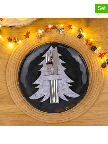 Hollybell 4-delige set: bestekzakjes grijs - (L)23 x (B)20 x (H)1,5 cm