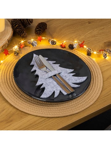 Hollybell 4-delige set: bestekzakjes grijs - (L)23 x (B)20 x (H)1,5 cm