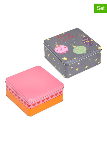 Hollybell Pudełka świąteczne (2 szt.) ze wzorem - 15 x 15 x 6,5 cm