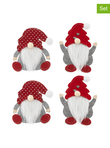 Hollybell 6er-Set: Bestecktaschen in Rot/ Grau - (L)17 x (B)11 cm