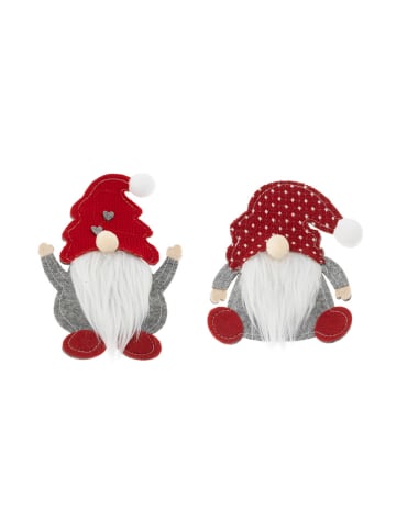 Hollybell 6er-Set: Bestecktaschen in Rot/ Grau - (L)17 x (B)11 cm