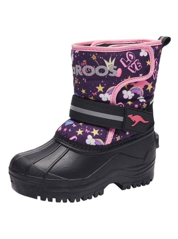 Kangaroos Winterlaarzen "Shell" zwart/lichtroze/paars