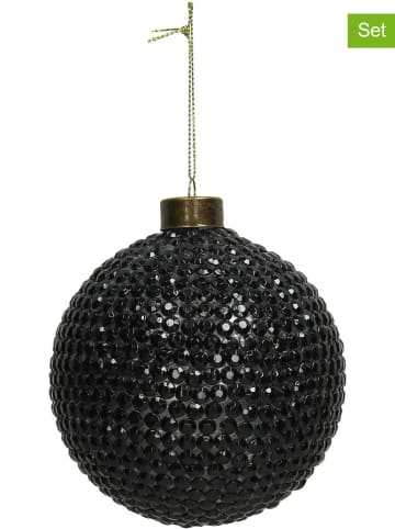Kersten 2-delige set: kerstballen zwart - Ø 10 cm