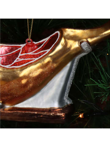 Kersten Kerstboomversiering "Ham" goudkleurig - (B)8 x (H)15 cm